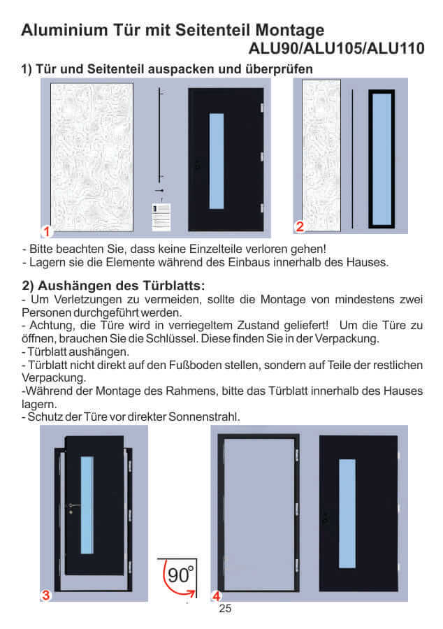 WELTHAUS Haustüren Seitenteil ALU90 ALU105