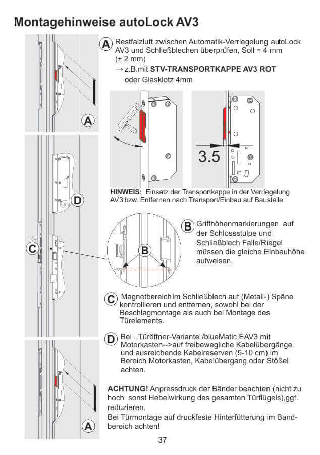 Montagehinweise autoLock AV3